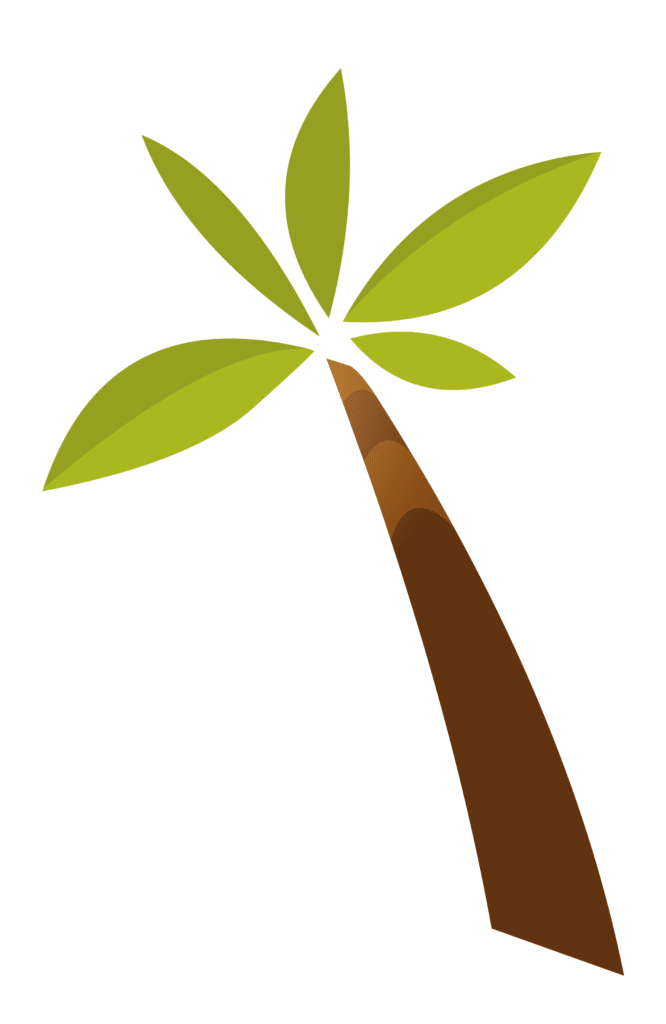 Icône feuille verte stylisée sur tronc marron.