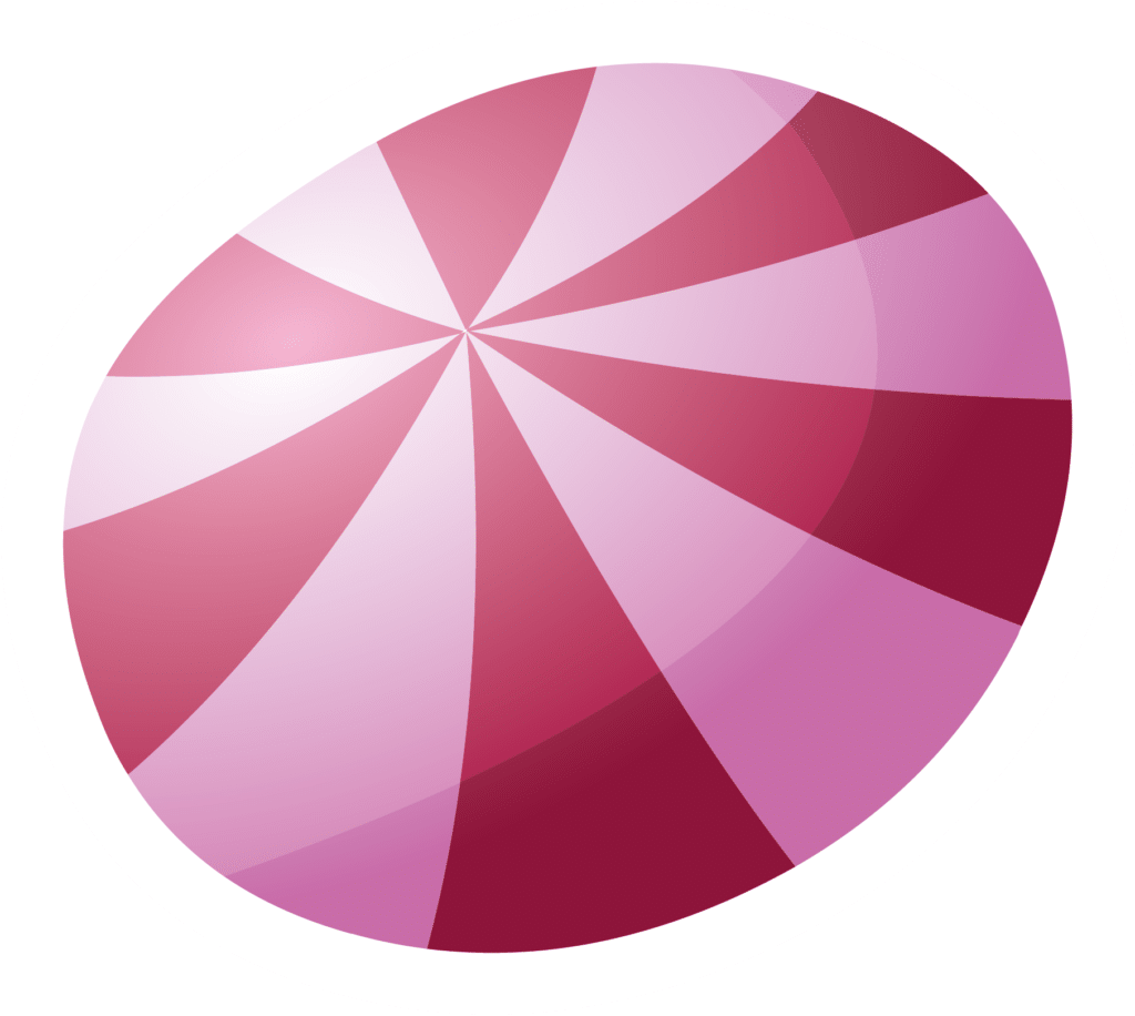 Bonbon rayé rose et blanc.